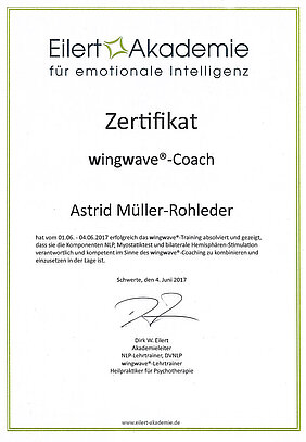 Zertifikat wingwave®-Coach - Astrid Müller-Rohleder. News Juni 2017